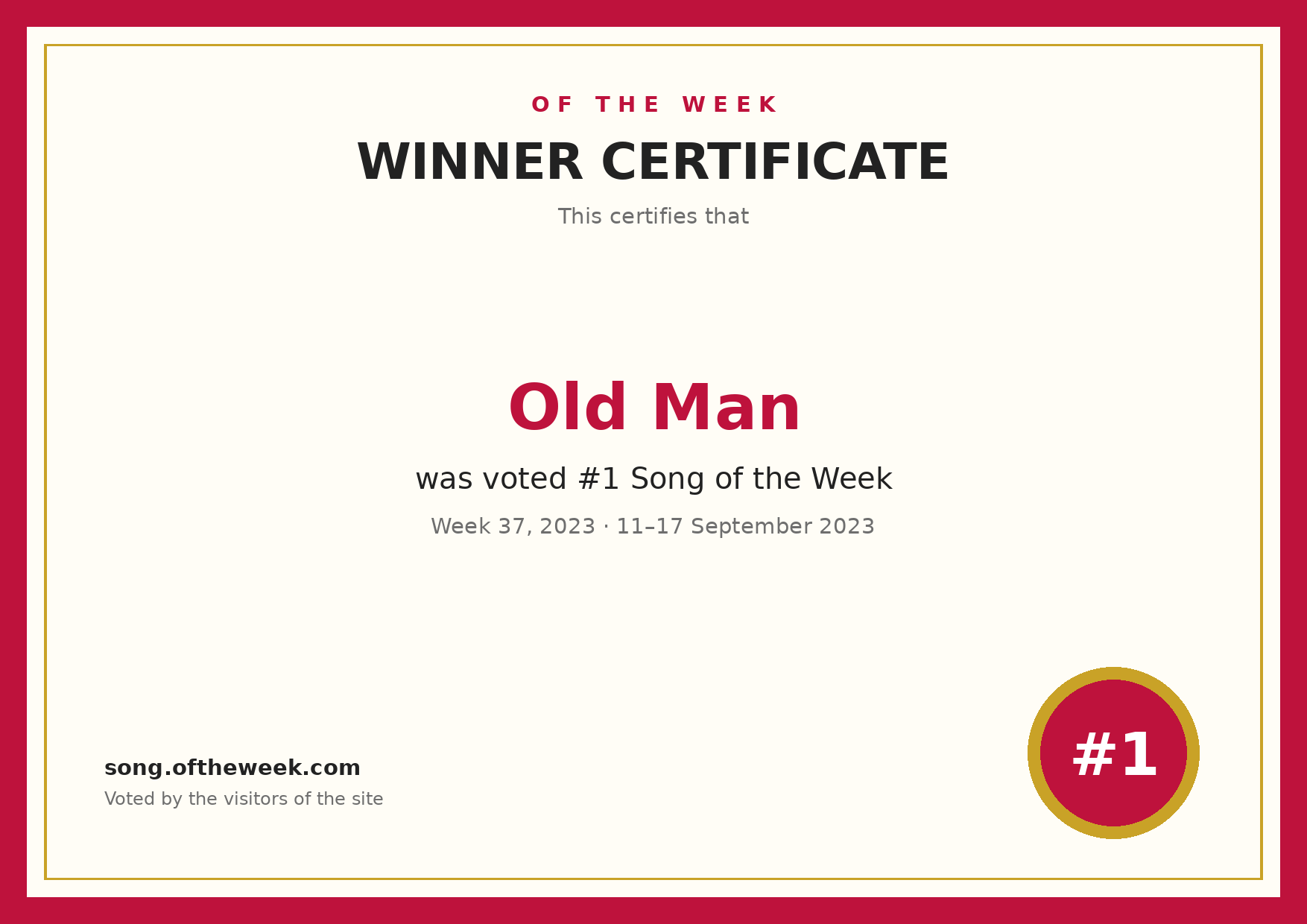 Certificate — Old Man